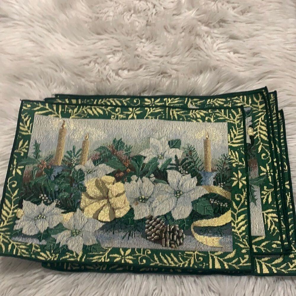 NWT OPULENT HOLIDAY GOLD & GLITTER PLACEMATS 6 PIECES MULTI 4in‎ RUN